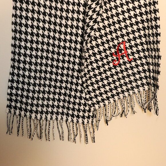 Softer than Cashmere, Embroidered with letter A,  black and white scarf tassels - Picture 5 of 5